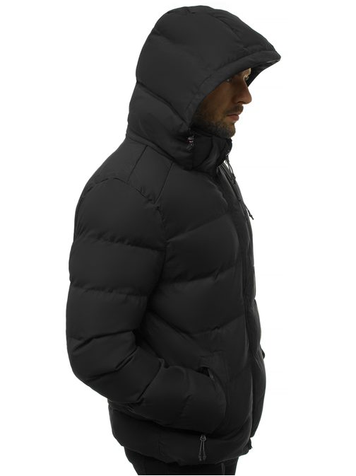 Pohodlná černá bunda s kapucí JS/J1906
