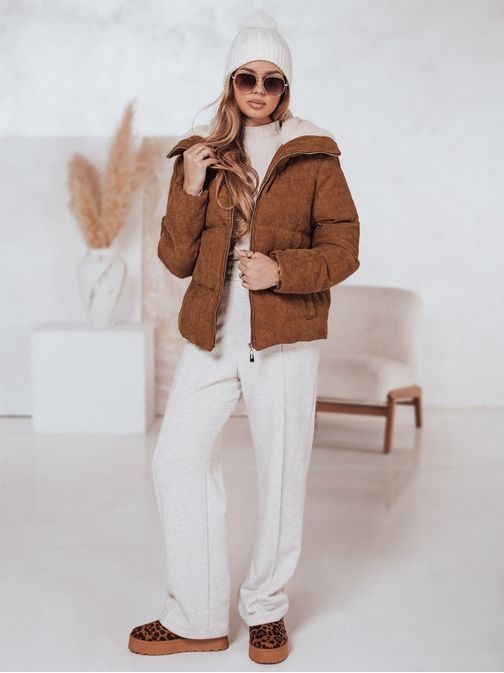 Dámská módní hnědá zimní bunda Trendyglam