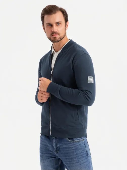 Zajímavá tmavě modrá bomber mikina V4 SSZP-0215