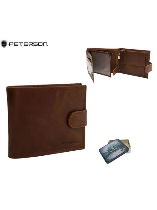 Hnědá kožená pánská peněženka Peterson