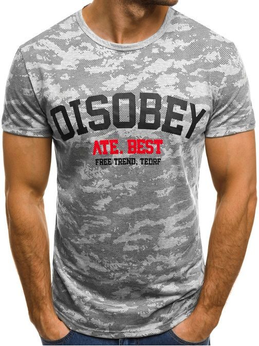 DISOBEY pánské moderní tričko šedé JS/SS502
