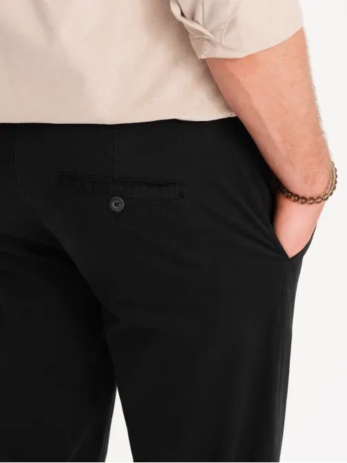 Černé chinos kalhoty s ozdobným pasem V1 PACP-0118