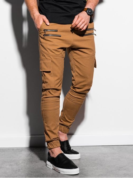 Trendové jogger kalhoty v kamelové barvě P1000