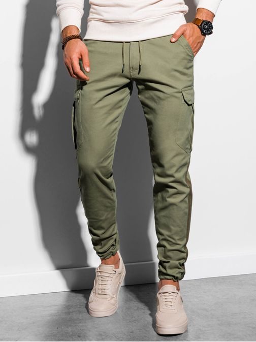Stylové zelené kalhoty P893