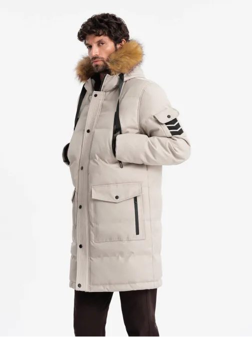 Zimní béžová parka V5 JALP-0182