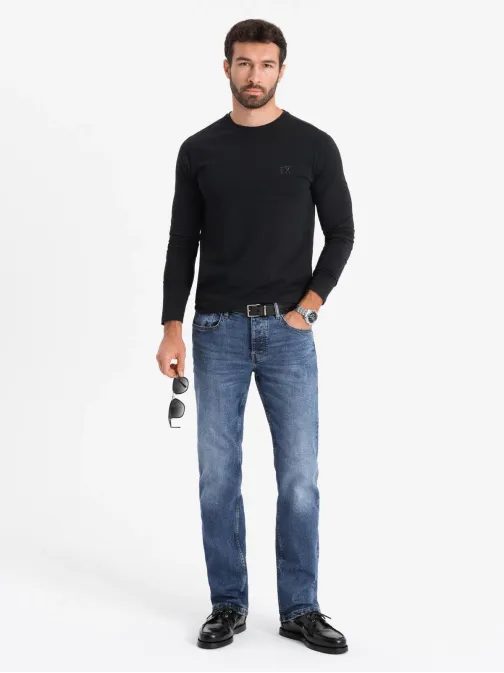 Trendy černé tričko s dlouhým rukávem a s logem V1 LSBC-0124