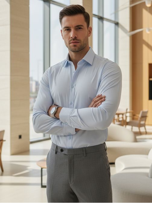 Základní světle modrá pánská košile