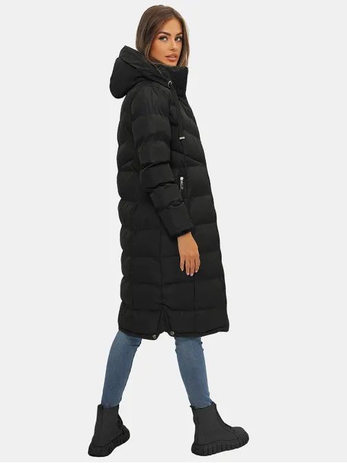 Trendový dámský zimní kabát v černé barvě JS/M736/392