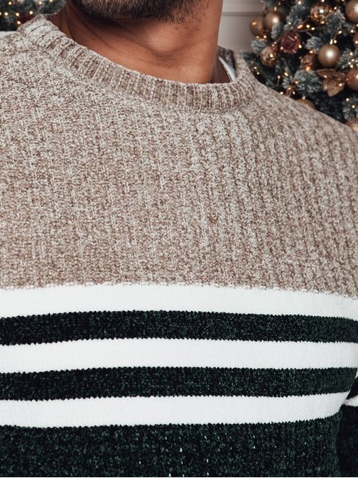 Svetr s ozdobnými pruhy zelený