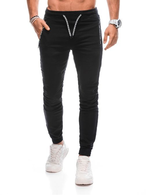 Trendy černé jedinečné jogger kalhoty P1383