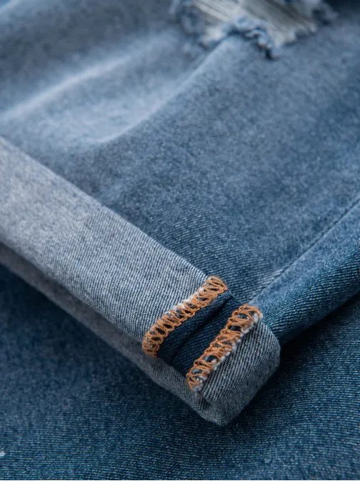 Moderní modré džínové šortky s odřeninami V2 SRDS-0186