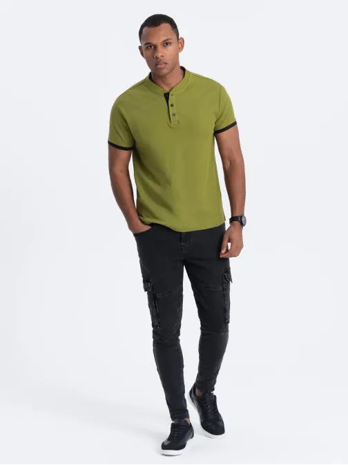 Pohodlná trendy olivová polokošile V6 TSCT-0156
