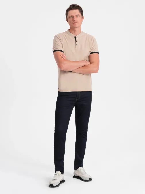 Pohodlná trendy béžová polokošile V5 TSCT-0156