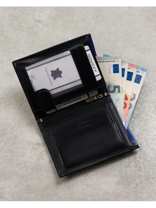 Moderní černá pánská peněženka na výšku