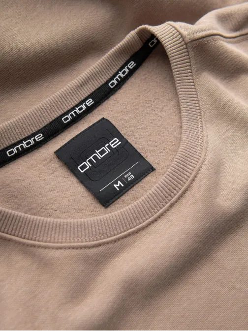 Trendy béžová mikina s nášivkou V1 SSNZ-0136