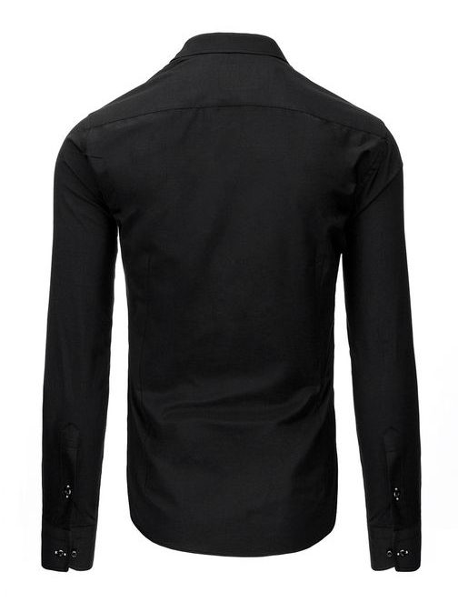 Klasická černá pánská košile s dlouhým rukávem