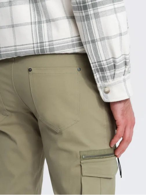 Olivové sportovní kalhoty pro muže v2 om-pacg-0196