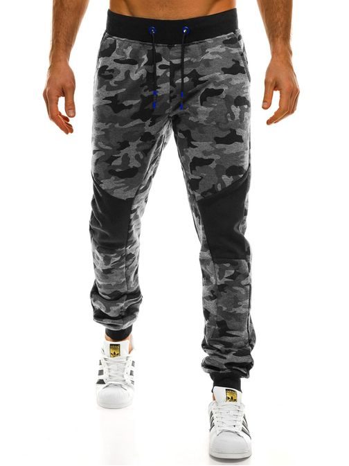 Grafitové jogger kalhoty s maskáčovým vzorem J.STYLE KK07