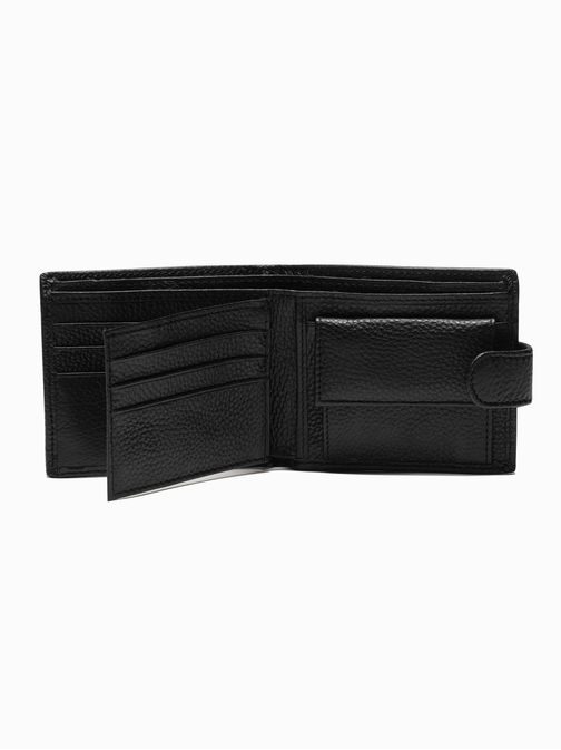 Černá kožená peněženka s přezkou A791