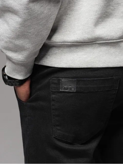 Jedinečné černé riflové jogger kalhoty s pruhy po bocích PADJ-0156