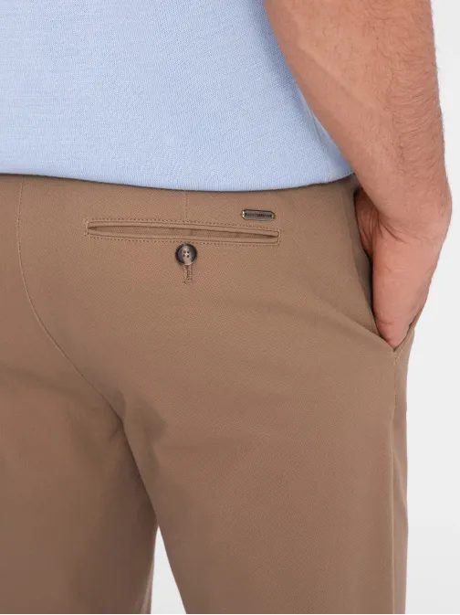 Pánské světle hnědé chinos kalhoty slim fit V2 PACP-0186