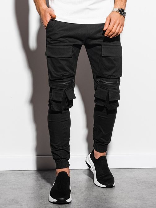 Stylové černé jogger kalhoty P995