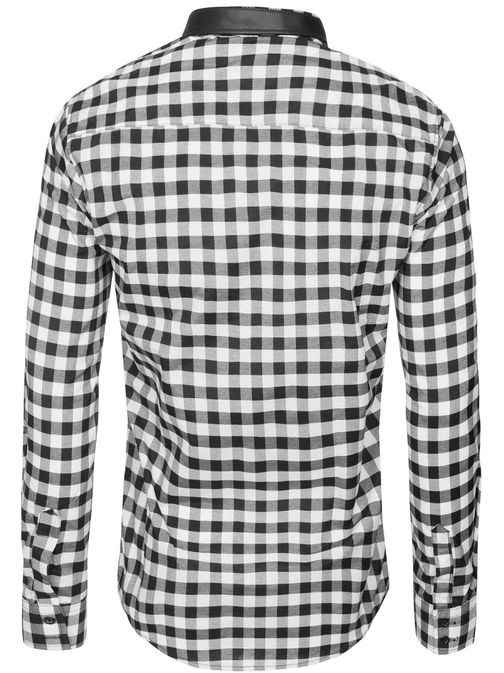 Pánská moderní černo-bílá kostkovaná košile ZAZZONI 9440