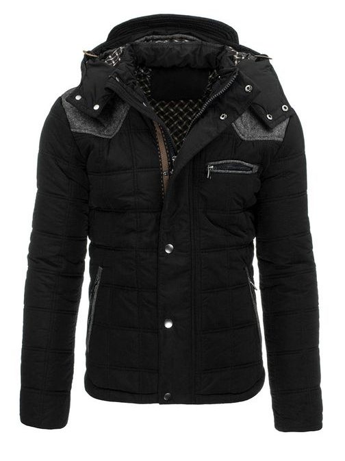 Černá moderní pánská bunda s odnímatelnou kapucí