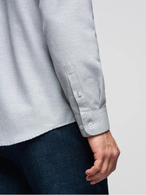 Pánská šedá košile melír s náprsní kapsou V2 K694