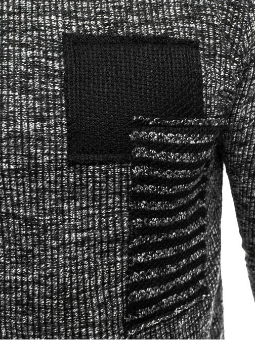 Trendy grafitový svetr s nášivkami JACK DAVIS JK1031S