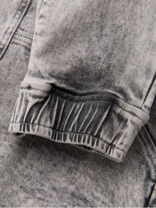 Trendy grafitové riflové jogger s ozdobnými prvkami V4 PADJ-0243