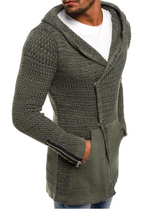 Khaki svetr s kapucí BREEZY B9025S