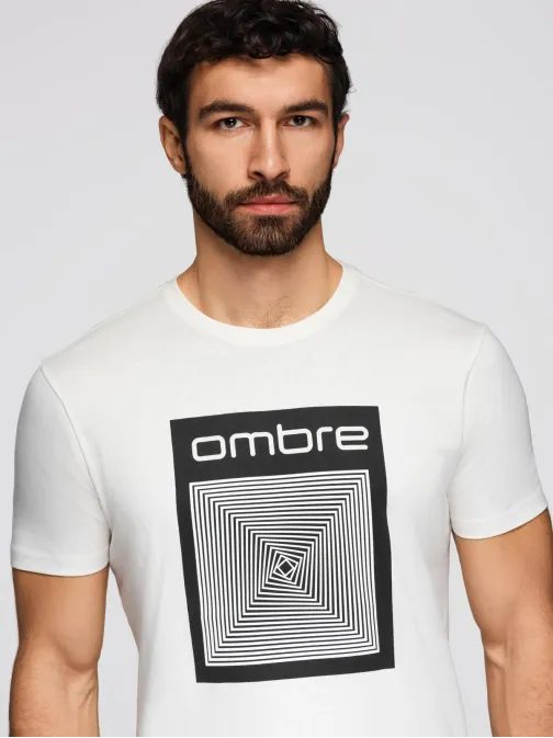 Bílé pánské tričko s geometrickým potiskem V2 TSPT-0260