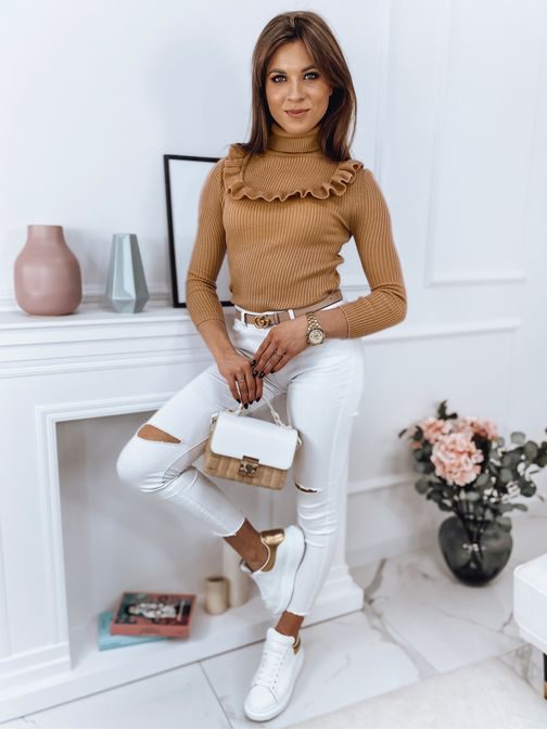 Dámský hnědý svetr Noah v neobyčejném provedení