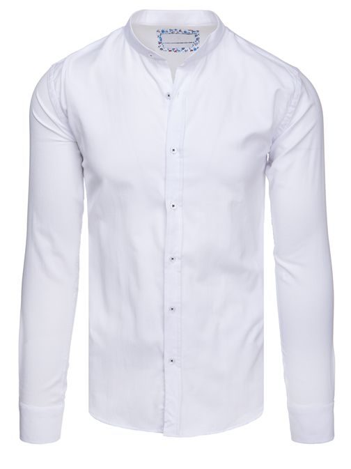 Nadčasová bílá pánská košile se stojáčkem