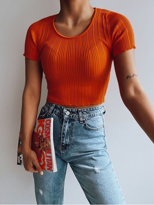 Senzační dámský letní top v pomerančové barvě Redis