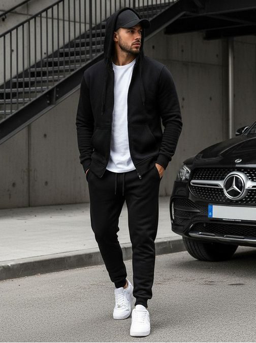 Stylová černá mikina s kapucí