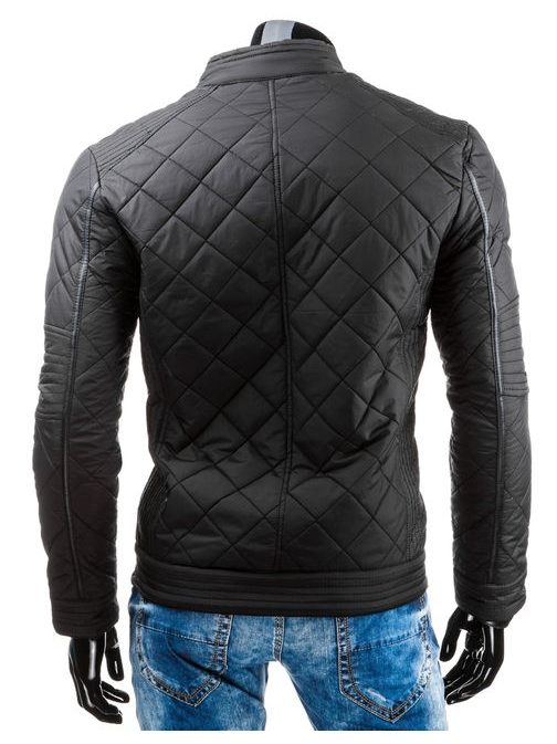 Stylová černá bunda kožený vzhled (tx1123)