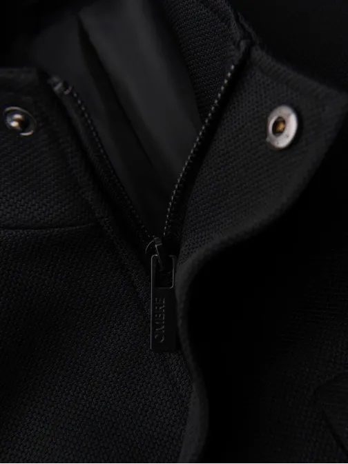 Černý pánský kabát s vysokým límcem V1 COWC-0136