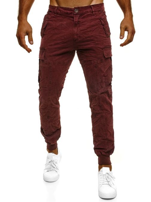 Trendy pohodlné pánské kalhoty bordó XZX-STAR 81605