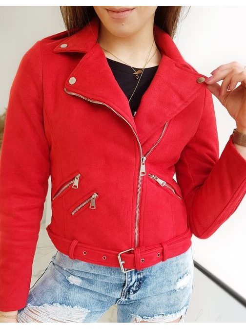 Módní dámská koženková bunda Torres v červené barvě