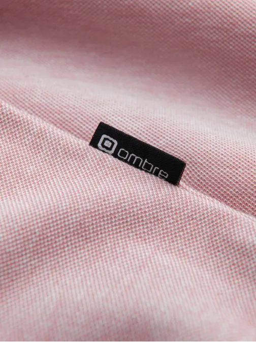 Růžová polokošile s kontrastním límcem V2 POSS-0109