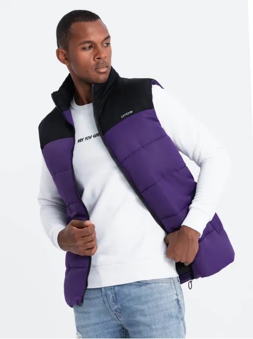 Stylová fialová prošívaná vesta V36