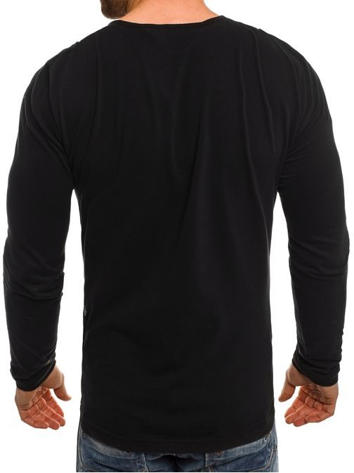 Černé bavlněné tričko s knoflíky ATHLETIC 1114