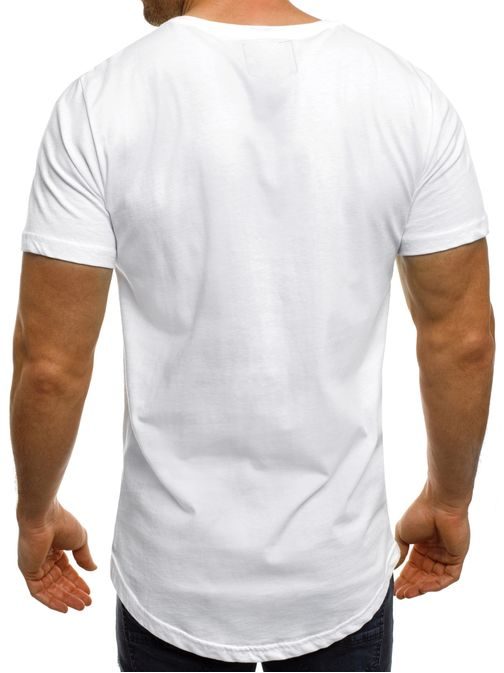 Atraktivní bílé tričko s lebkou a kapsou BREEZY 264