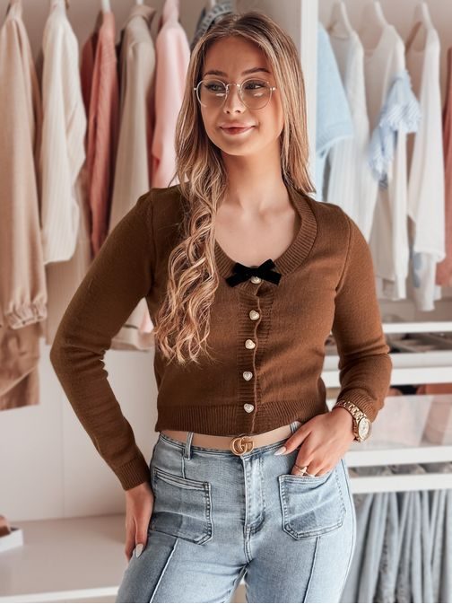 Krásný dámský svetr v hnědé barvě LAMURE