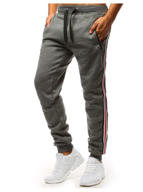 Trendy antracitové tepláky s pruhy