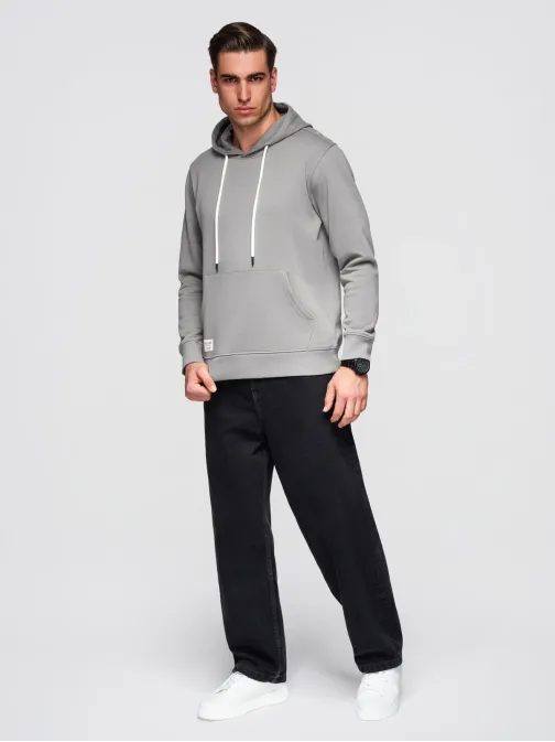 Módní šedá mikina s kapucí SSBN-0270