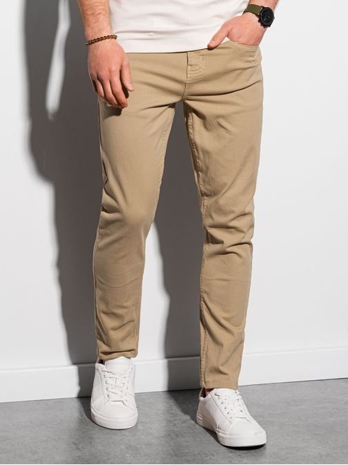 Pohodlné chinos kalhoty v tmavě béžové barvě P990