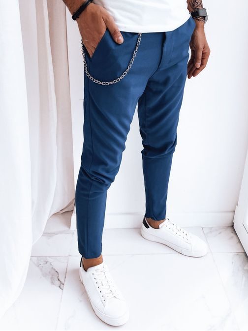 Stylové modré ležérní kalhoty